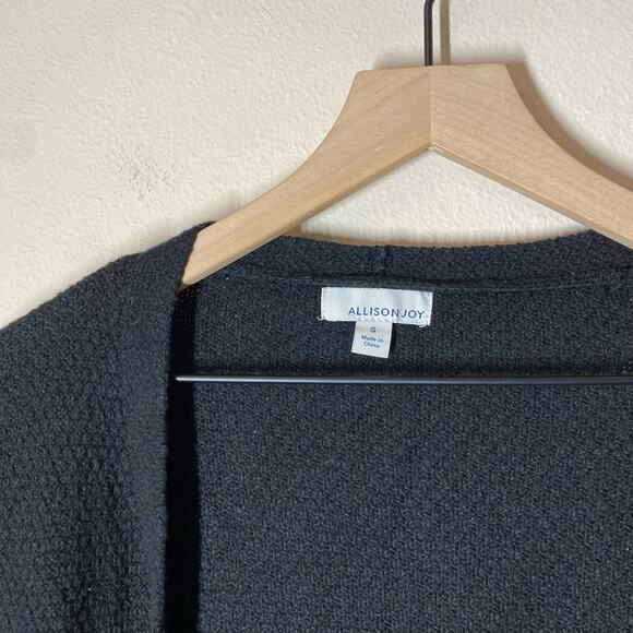 Allison Joy Black Waffle Long Cardigan Size Small Evereve - Picture 2 of 6